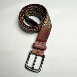 Orvis Mens Braided Woven Leather Belt 38 Brown Tan Green Casual‎ Dress Classic